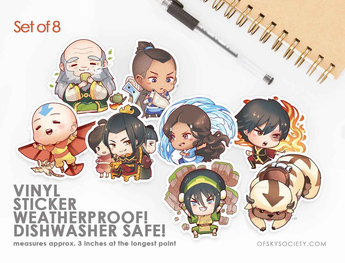 Set of all 8, Avatar the Last Air Bender - Vinyl Stickers – ofSkySociety